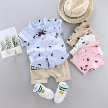 Bebê da criança menino verão camisa roupas terno moda crown print conjunto crianças infantil meninos roupas conjunto 2024 - compre barato