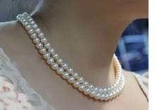 2 rows round 8-9mm freshwater white round pearl necklace 18"19"925s 2024 - buy cheap