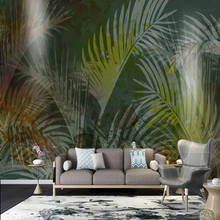 Custom Mural Wallpaper Modern Nordic Leaves Tropical Plants Fresco Living Room Restaurant Cafe Self-Adhesive Waterproof Stickers 2024 - buy cheap