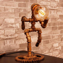 Винтажная настольная лампа в стиле лофт, американский Ретро светильник в стиле водопроводной трубы для кафе, декоративное освещение для ка... 2024 - купить недорого