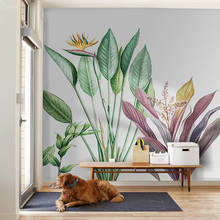 Papel de parede foto moderno pintado à mão, plantas tropicais, folhas, flores, murais, sala de estar, quarto, pintura de parede à prova d'água, 3d, fresco 2024 - compre barato