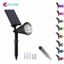 Khlitec-holofote solar led ip65, à prova d'água, 4 luzes led, para decoração de jardim, segurança da parede