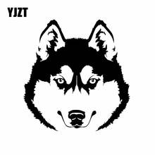 Yjzt 14.1x14.7cm cabeça husky cão animal de estimação carro adesivos arte mural decalque do vinil decoração preto/prata C24-1237 2024 - compre barato