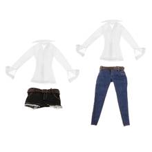 1:6 Female Long Sleeve White Shirt & Jeans for 12inch Anime Figure Model Bodies 2024 - buy cheap