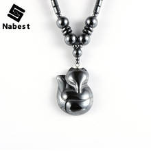 Men Women Natural Hematite Fox Necklace Handmade Carving Animal Pendant Energy Choker Clavicle Chain Strand Necklaces Jewelry 2024 - buy cheap