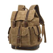 Men's Backpack Bag Canvas Leather Daypacks Retro Large  Waterproof School Bag Teenager Travel Bags 2021 New Laptop Backpacks 2024 - buy cheap