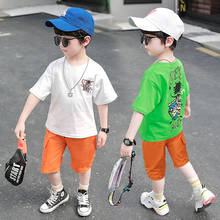 Roupas infantis menino conjunto de desenhos animados, vestimenta de verão para meninos adolescentes 4-12 anos 2 peças 2024 - compre barato