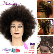 Cabeza de maniquí Afro con 100%, cabeza de muñeca de cabello humano para cabello trenzado, maniquí de cosmetico para teñir, peluquería 2024 - compra barato