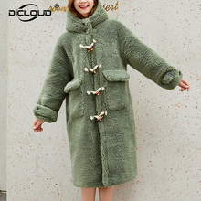 Green Long Hooded Teddy Coat Women Winter 2019 Oversized Lambswool Faux Fur Plush Jacket Coat Thick Warm Overcoat Outerwear 2024 - buy cheap