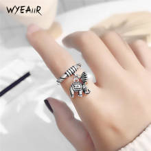 WYEAIIR Silver Color Vintage Elephant Pearl Sweet Cute Female Resizable Opening Rings 2024 - buy cheap