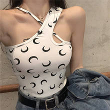 Sexy Crescent Printing Camisole Women Harajuku Gothic Slim Short Tank Tops Fashion Night Club Clothing Female Camis Black White 2024 - buy cheap