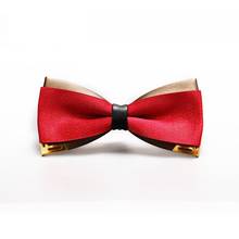 Pajaritas de cuero PU de alta calidad para hombre, pajaritas de dos capas con diseño de mariposa para boda, color rojo y dorado, 2020 2024 - compra barato