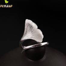 Flyleaf anel feminino de prata esterlina 925, joias ginkgo com folhas, acessórios de alta qualidade de moda feminina bague femme 2024 - compre barato