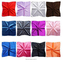 Pañuelo cuadrado de seda de satén para la cabeza, pañuelo suave, multiuso, Color sólido, 70cm 2024 - compra barato
