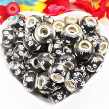 10Pcs Black Color Dog Paw Acrylic Murano Big Hole Jewelry Beads Fit Women Pandora Bracelet Snake Chain Spacer Bead Necklace DIY 2024 - buy cheap