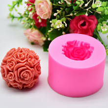 Molde de silicona con forma de bola de flor Rosa 3D, molde de arcilla polimérica para aromaterapia, jabón de vela artesanal, Fondant, pastel, pudin de Chocolate 2024 - compra barato