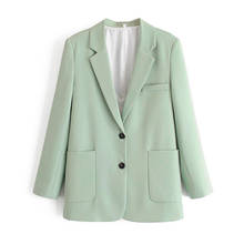 Blazer feminino manga comprida, jaqueta chique casual para escritório 2024 - compre barato