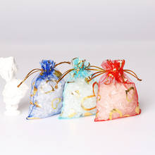 50 шт. семян розовых мешок из органзы Дизайн с сердечком ювелирные изделия из тюля пакет чехол Рождество свадебный подарочная упаковка для конфет сумки 2024 - купить недорого