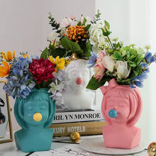 Creative art Portrait sculpture Head vase Bubble Gum Girl Flower vase Flower arrangement accessories Home Decoration 2024 - buy cheap