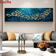 Pintura diamante abstrata moderna decoração, peixe dourado e lua, mosaico bordado, imagem de diamante de strass, decoração de casa 2024 - compre barato