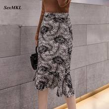 Plus Size Long Skirt Women 2021 Fashion High Waist Skirts Womens Sexy Clothes Printed Ruffle Bodycon Korean Office Skirt 4XL 5XL 2024 - buy cheap