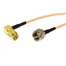 1pç nova plugue macho sma, ângulo reto 90 graus para f macho conector rg316, cabo coaxial 15cm 6 polegadas adaptador 2024 - compre barato