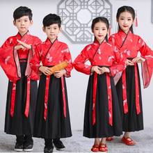 Новая традиционная одежда для детей в древнем китайском стиле для мальчиков и девочек, платье с длинными рукавами и вышивкой журавля Hanfu 2024 - купить недорого