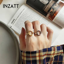 Женское Открытое кольцо INZATT, открытое круглое кольцо из настоящего серебра 925 пробы, минималистичное кольцо, ювелирные украшения, модный подарок, 2019 2024 - купить недорого