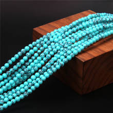 Smooth Natural Round Stone Beads Blue Turquoises Loose Beads 15" Strand 4mm For Bracelet Necklace Jewelry Making DIY Accessorie 2024 - buy cheap