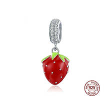 925 Sterling Silver Red Strawberry Zircon Pendant Charm for Original Bracelet European Brand Jewelry Making Accessories Gift 2024 - buy cheap