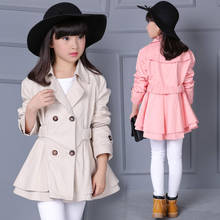 Girls Trench Child Coats 2021 New Fashion Turn Collar Double-breasted Jacket For 110-160 High Quality 2024 - buy cheap