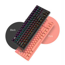 DaiDai-Teclado mecánico STK130 con luz mixta, teclado con cable USB, 87 teclas, para Gaming y oficina, diseño ergonómico, color rosa/negro 2024 - compra barato