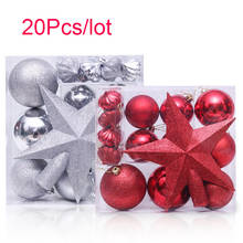 20 unids/lote árbol de Navidad Top brillo estrellas bola adornos copo de nieve decoración de Navidad ornamento decoración de Navidad suministros 2024 - compra barato