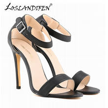 LOSLANDIFEN Women Pumps Ankle Strap Summer Shoes Woman High Heels Open Toe Leather  Red Wedding  11 Colors 2024 - buy cheap