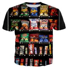 PLstar Cosmos-Camiseta con estampado 3D de comida deliciosa para hombre y mujer, camisa informal con patatas fritas/chocolate/pollo, estilo de verano, novedad de 2018 2024 - compra barato