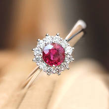 USTAR-anillos de boda de piedra roja para mujer, anillos de compromiso de circonia cúbica brillante, anel femenino, anillo con joya de moda 2024 - compra barato