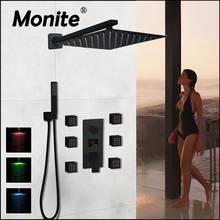 Monite-grifo de ducha para baño, pantalla termostática de temperatura, efecto lluvia, color negro mate 2024 - compra barato