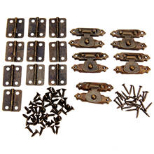 Dobradiças redondas de bronze antigo, conjunto com 15 peças de caixa de joias vintage de ferro com fecho 2024 - compre barato