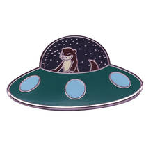 Engraçado lontra nave espacial esmalte pino ufo astronomia broche animal bonito distintivo fantástico espaço nerd jóias 2024 - compre barato