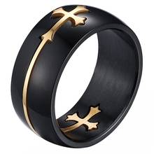 BONISKISS Men's Women's Stainless Steel Cross Ring Removable Unique Design Black Color 8mm Men Ring Christian Jewelry 2020 2024 - buy cheap