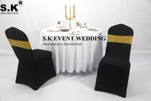 Banda de lentejuelas de dos lados para silla, funda de LICRA para silla, decoración para eventos de boda y fiestas, 100 Uds. 2024 - compra barato