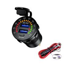 12V 24V Dual QC3.0 USB Fast Car Charger 18W USB Outlet Fast Charger with LED Voltmeter ON OFF Switch for Car Boat Motorcycle Van 2024 - buy cheap