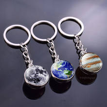 Full Moon Crystal Ball Key Chain Planet Galaxy Nebula Earth Sun Jupiter Pendant Double Sided Glass Ball Cabochon Jewelry Gift 2024 - buy cheap