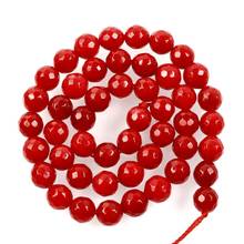 Pedra natural facetado vermelho alabastro charme grânulos soltos para fazer jóias needlework pulseira diy escolher tamanho strand 8 mm 2024 - compre barato