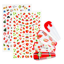 1 PC 3D Strawberry Cartoon Sticker Decals Christmas Design Adhesive Manicure Tips Nail Art Decorations 2024 - buy cheap