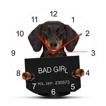 Criminal Dachshund In Jail MugShot Sausage Dog Wall Clock Custom Name Jail Prison Personalized Puppy Clock Veterinarian Decor 2024 - buy cheap