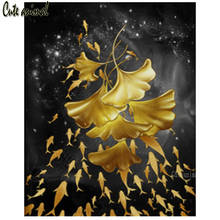 Diamond embroidery Abstract golden leaves fish 5D Diamond Painting full drill Square Round Resin Cross stitch kit rhinestone 2024 - buy cheap