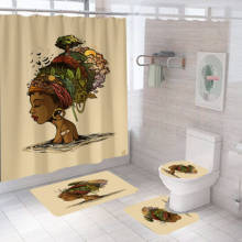 Cortina de ducha de poliéster impermeable para mujer africana, juego de cortina de ducha de lujo, alfombras de baño, Avatar, caliente 2024 - compra barato