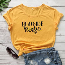 Blonde Bestie Funny Letter Women Tshirt Casual Short Sleeve Top Tees Cotton Round Neck Korean Clothes Fashion Unisex Clothing 2024 - buy cheap