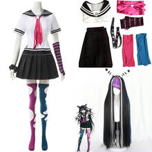 7PCS Ibuki Mioda Cosplay Custome Dangan Ronpa 2 Goodbye Despair Shirt Skirt Long Wig School Girl JK Uniform Set Halloween C80C07 2024 - buy cheap